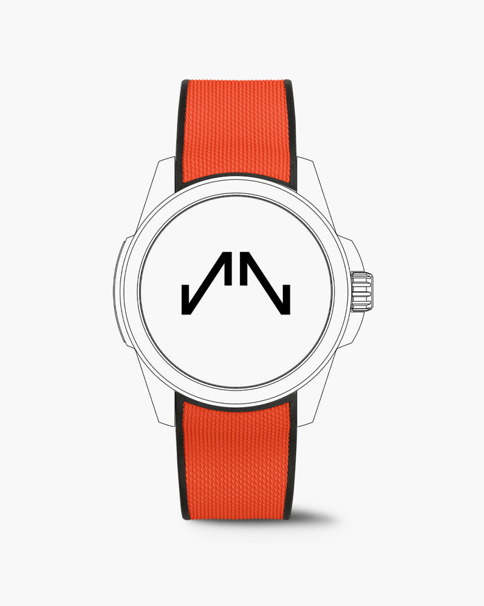 Caucciù rosso corallo con motivo milanese 22mm